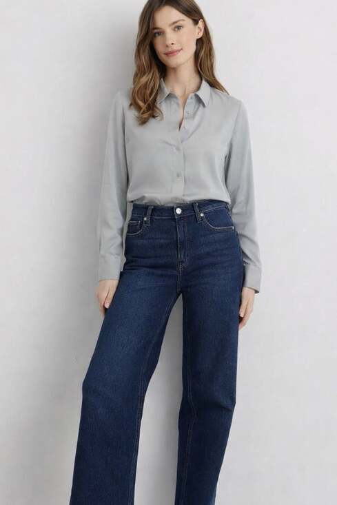Quince Tops - Quince Washable Silk Button-Down Long Sleeve Shirt Small Blue Chic